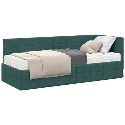 Struttura Letto Angolare con Materasso 2 pcs Verde Velluto - Foto 1