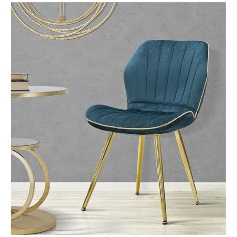 Sedia Paris Space Ottanio E Oro In Velluto — Set 2 Pezzi - Foto 8