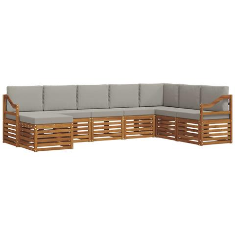 Set divani con cuscino 8 pcs Grigio Naturale e Chiaro - Foto 1