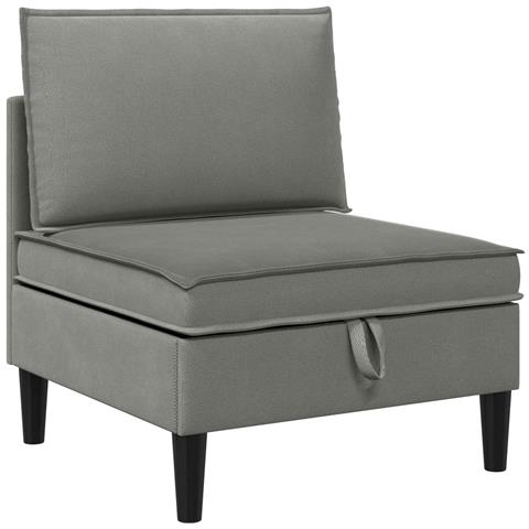 Divano Medio con Storage Grigio scuro Velluto - Foto 1