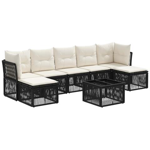 Set Divano da Giardino 8 pcs Nero polyrattan - Foto 1