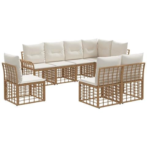 Set di divani da esterno 8 pcs Naturale e Bianco Crema - Foto 1