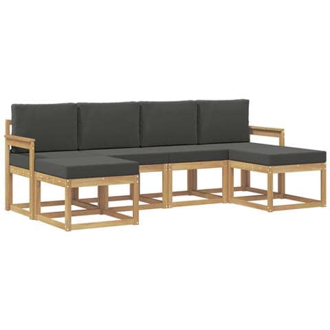 Set di divani da esterno 6 pcs Bianco e Antracite Poliestere - Foto 1