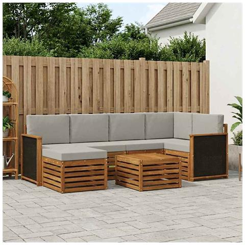 Set divano sezionale con cuscino 6 pcs Naturale e Grigio Chiaro - Foto 2