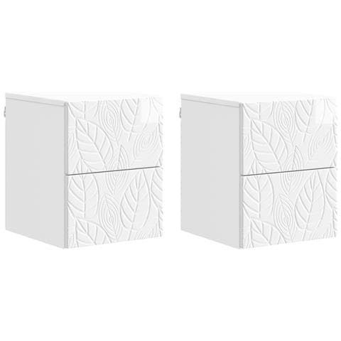 Mobiletto da notte a muro 2 pcs Bianco Lucido 34,5 x 33 x 40 cm - Foto 1