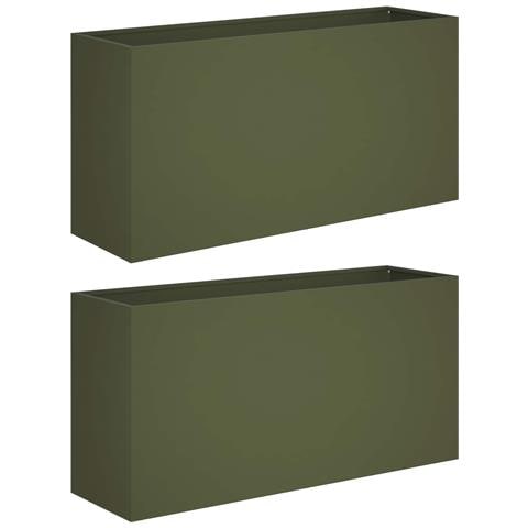 Vaso da giardino 2 pz Verde Oliva 100 x 30 x 40 cm - Foto 1