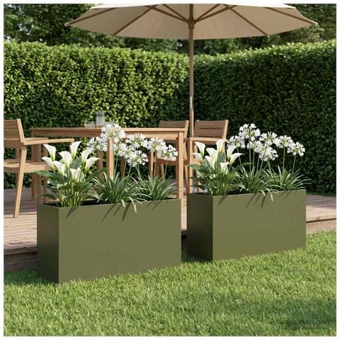 Vaso da giardino 2 pz Verde Oliva 100 x 30 x 40 cm - Foto 2