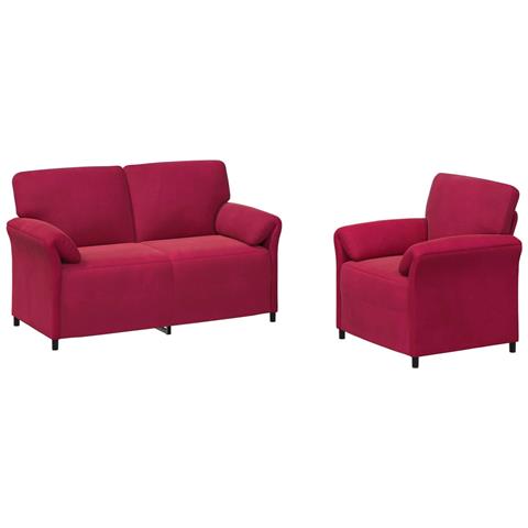 Set di divani 2 pz Rosso Vino Velluto - Foto 1