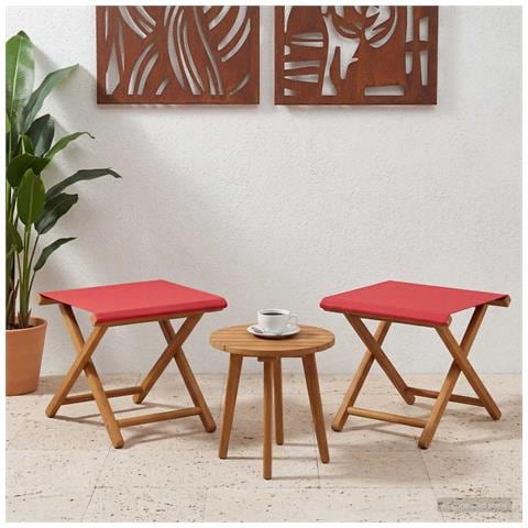Lettino 2 pcs Legno di Eucalipto Massello Rosso - Foto 2