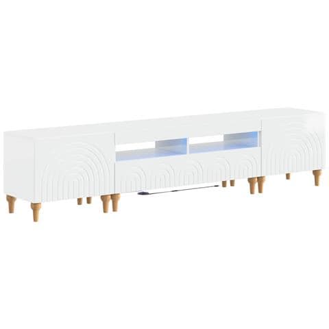 Mobile TV LED a 3 pezzi Bianco Lucido Legno ingegnerizzato - Foto 1