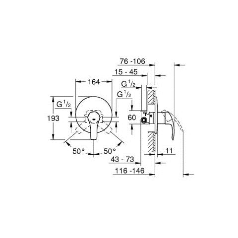 Miscelatore Monocomando Incasso Doccia New Eurosmart Grohe - Foto 2