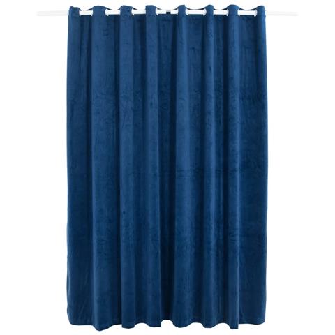 Tenda Oscurante Anelli In Metallo Velluto Blu Scuro 290x245 Cm - Foto 1