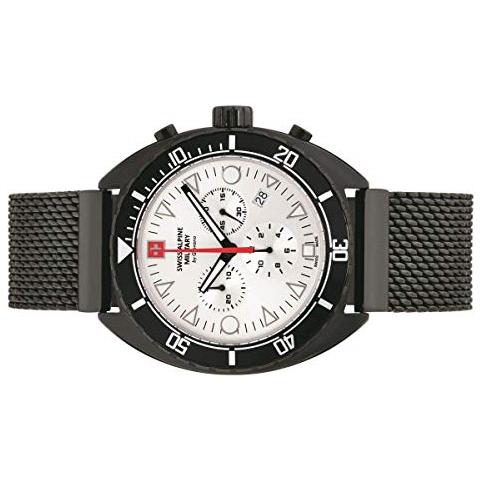 Swiss Alpine Militare Orologio Cronografo Da Uomo Analogico Al Quarzo 7066.9 Acciaio Inox - Nero / nero / bianco - 9172sam - Foto 2