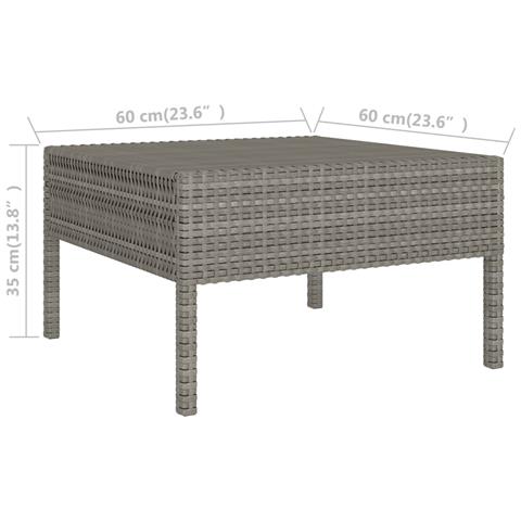Set Divani da Giardino 9 pz con Cuscini in Polyrattan Grigio - Foto 2