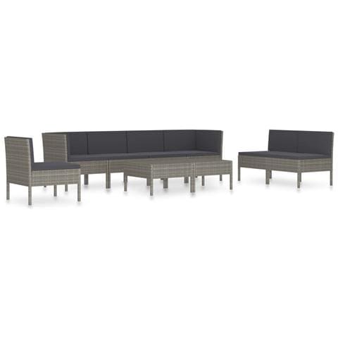 Set Divani da Giardino 9 pz con Cuscini in Polyrattan Grigio - Foto 1