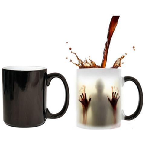 KHFD Il Colore Della Tazza Morta Che Cambia Colore Che Cambia Il Calore Sensibile In Ceramica 11oz Tazza Da Caffè A Sorpresa Regalo (nero)