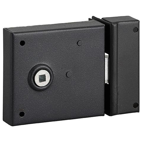 Serratura Orizzontale Da Applicare Con Quadro Maniglia 6mm, Richiamo Scrocco 1/2 Giro, Asse 45mm, 85x76mm, Nero - - Foto 1