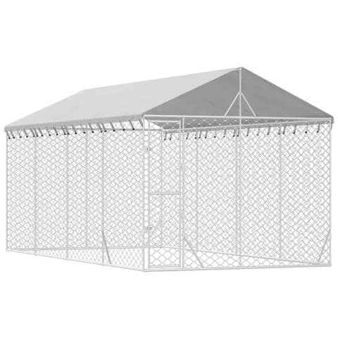 Cuccia Cani Da Esterno Tetto Argento 3x6x2,5 M Acciaio Zincato - Foto 2