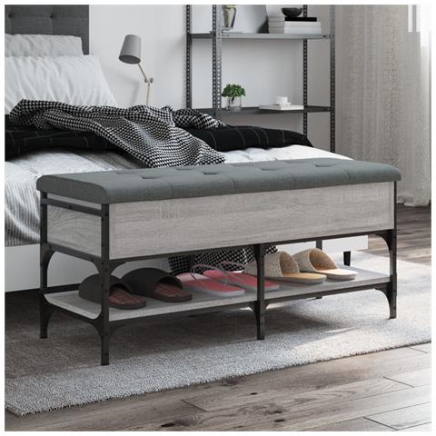 Panca Porta Scarpe Grigio Sonoma 102x42x45 Cm Legno Multistrato - Foto 1