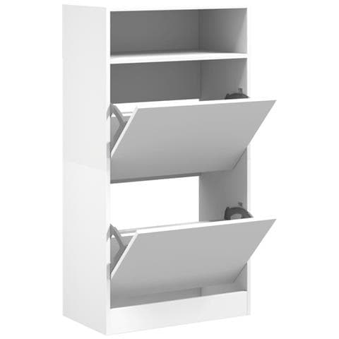 Scarpiera Bianca 60x34x116 Cm In Legno Multistrato - Foto 2