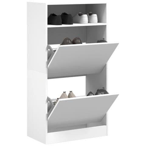 Scarpiera Bianca 60x34x116 Cm In Legno Multistrato - Foto 1