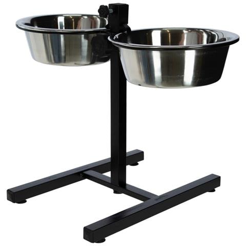 Ciotole Per Animali Domestici Con Supporto 2x2,8 L 43 Cm Nero - Foto 1
