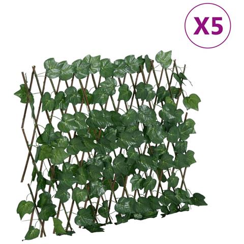 Traliccio Foglie Vite Artificiale Espandibile Verde 5pz 190x60 - Foto 1