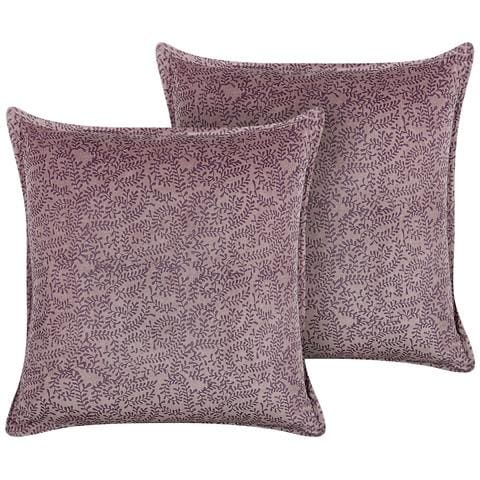 Set Di 2 Cuscini Kalmia Velluto 45 X 45 Cm Rosa Trama Floreale - Foto 2
