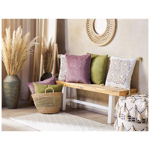 Set Di 2 Cuscini Kalmia Velluto 45 X 45 Cm Rosa Trama Floreale - Foto 1