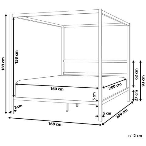 Letto A Baldacchino Metallo Lestards 160 X 200 Cm Bianco - Foto 8