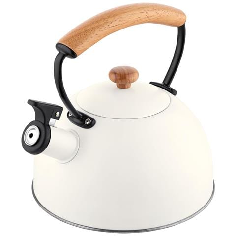 Nordic Bollitore A Induzione Con Fischio, 2,5 L Acciaio Inox, Manico In Legno Bianco - Foto 2