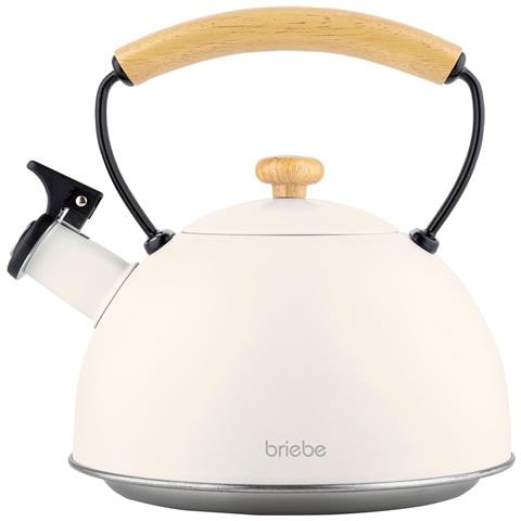 Nordic Bollitore A Induzione Con Fischio, 2,5 L Acciaio Inox, Manico In Legno Bianco - Foto 1