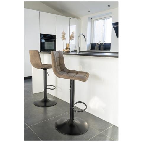 Set 2 Sgabelli Alti Middelfart - Marrone - Microfibra - 43x43x108 Cm - Foto 2