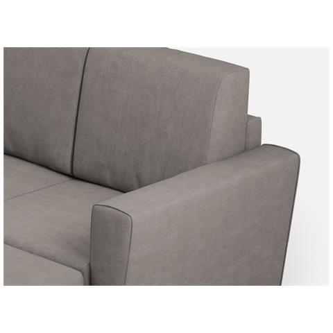 Divano Yasel 2 Posti (due Sedute Da 60cm) + Pouf Misure Esterne L. 152 P. 155 Colore Grigio - Foto 2