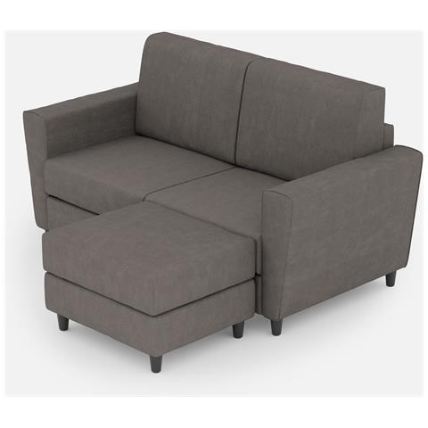 Divano Yasel 2 Posti (due Sedute Da 60cm) + Pouf Misure Esterne L. 152 P. 155 Colore Grigio - Foto 1