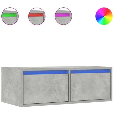 Mobile Porta TV con Luci LED Grigio Cemento 75x35,5x25 cm - Foto 1