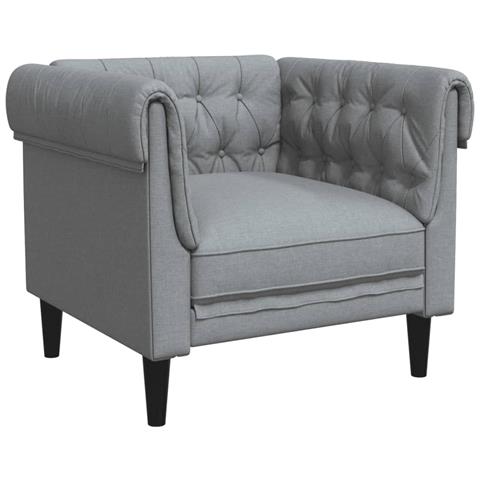 Poltrona Chesterfield Grigio Chiaro In Tessuto - Foto 2