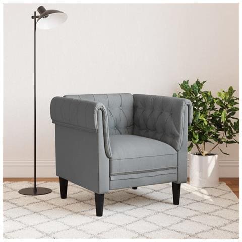 Poltrona Chesterfield Grigio Chiaro In Tessuto - Foto 3