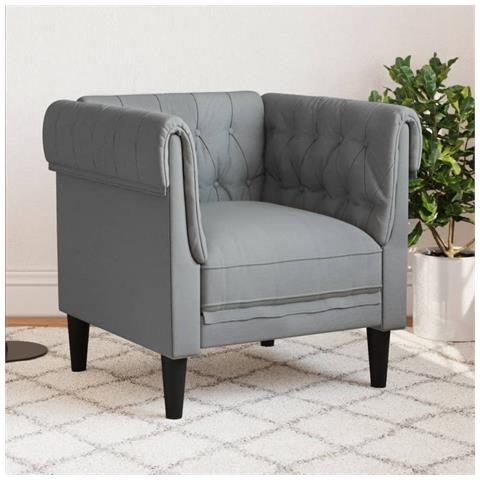Poltrona Chesterfield Grigio Chiaro In Tessuto - Foto 1