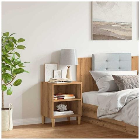 Comodino Rovere Artigianale 40x30x50 Cm In Legno Multistrato - Foto 3