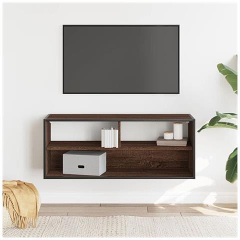Mobile Tv Rovere Marrone 100x31x39,5 Cm In Truciolato E Metallo - Foto 3