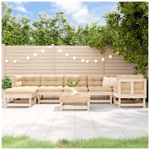 Set Salotto Da Giardino 8 Pz In Legno Massello Di Pino - Foto 1