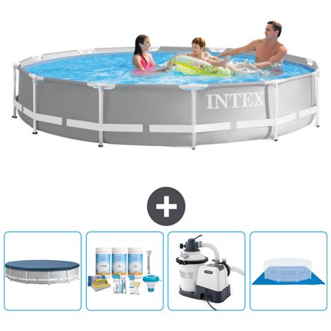 Piscina Fuori Terra - In Giro - 366x366x76 Cm - Grigio - Include Accessori Coordinati Cb59 - Foto 1