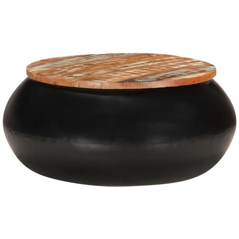 Tavolino Da Salotto Nero 68x68x30 Cm Legno Di Recupero - Foto 8