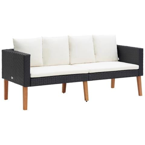 Lusso Casadino -  Divano Da Giardino A 2 Posti Con Cuscini In Polyrattan Nero - Foto 2