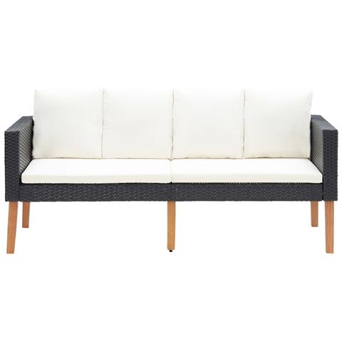 Lusso Casadino -  Divano Da Giardino A 2 Posti Con Cuscini In Polyrattan Nero - Foto 1
