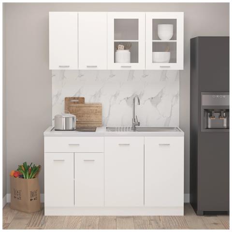 Set Armadi Da Cucina 4 Pz Lyon Bianco In Truciolato - Foto 8