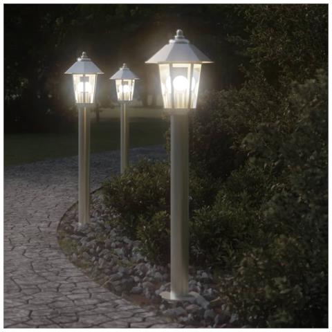 Lusso Casadino -  Lampada Da Terra Per Esterni Argento 80 Cm In Acciaio Inox - Foto 7