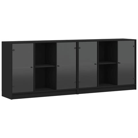 Libreria Con Ante Nera 204x37x75 Cm In Legno Multistrato - Foto 1