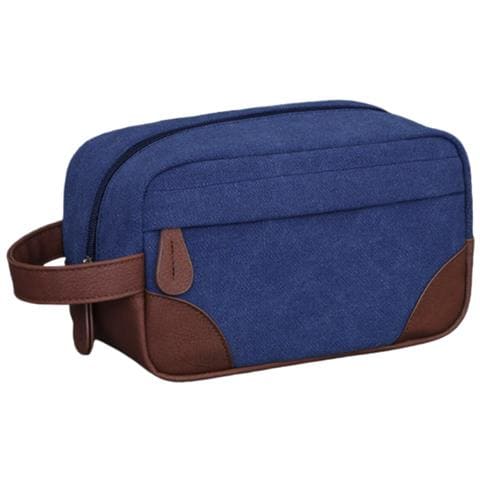 Borsa Da Toilette In Pu E Tela Navyblue - Foto 2
